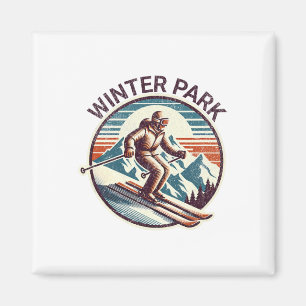 Retro Vintage Winter Park Colorado Ski Resort Wint Magnet