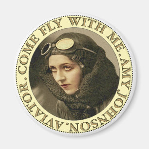 Retro Vintage Woman Aviator Magnet