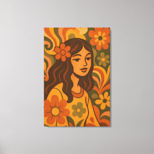 Retro Vintage Woman Illustration Canvas Print