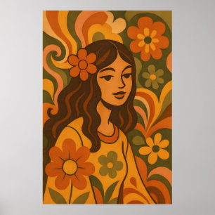 Retro Vintage Woman Illustration Poster