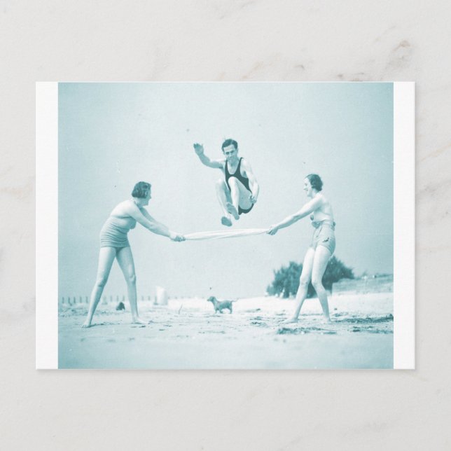 Retro Vintage Women at the Beach Bathing Postcard (Front)