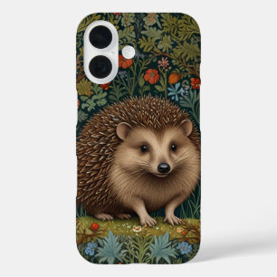 Retro vintage woodland hedgehog woodland botanical iPhone 16 case