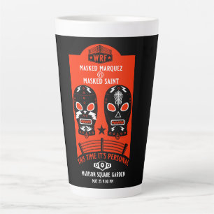 Retro Vintage Wrestling Poster Latte Mug
