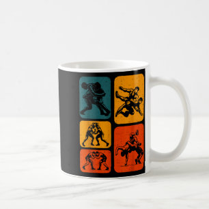 Retro Vintage Wrestling Silhouette Wrestler Men Wo Coffee Mug