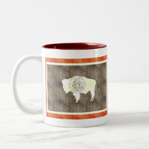 Retro Vintage Wyoming Flag Two-Tone Coffee Mug