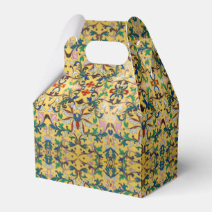 Retro Vintage Yellow Floral Botanical Pattern Cake Favour Box