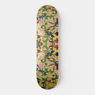 Retro Vintage Yellow Floral Minton Tile Botanical Skateboard