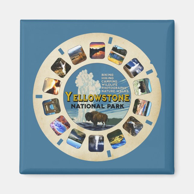 RETRO VINTAGE YELLOWSTONE NATIONAL PARK SOUVENIR MAGNET (Front)