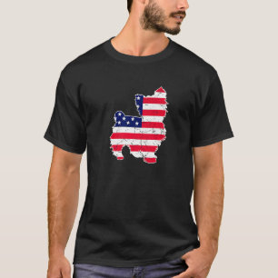 Retro Vintage Yorkshire Terrier American Flag 4th T-Shirt