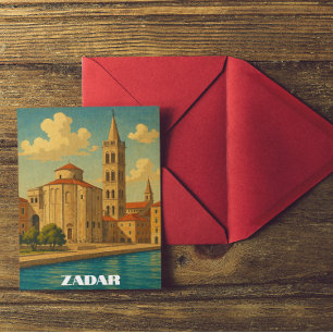 Retro Vintage Zadar Croatia Travel Postcard