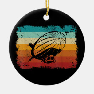 Retro Vintage Zeppelin Dirigible Airship Zepplin L Ceramic Tree Decoration