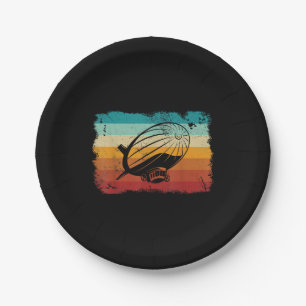 Retro Vintage Zeppelin Dirigible Airship Zepplin L Paper Plate