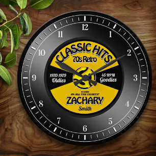 Retro Vinyl 45 Record Personalised Wall Clock