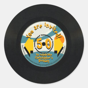 Retro Vinyl 50th Birthday Party R Sticker