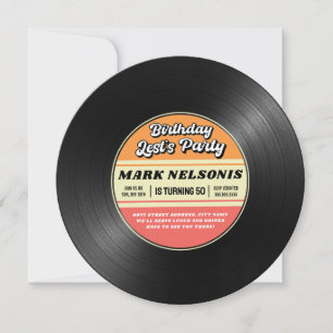 Retro Vinyl Birthday Party Record Invitations