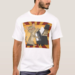 Retro Vinyl Cat DJ Illustration T-Shirt