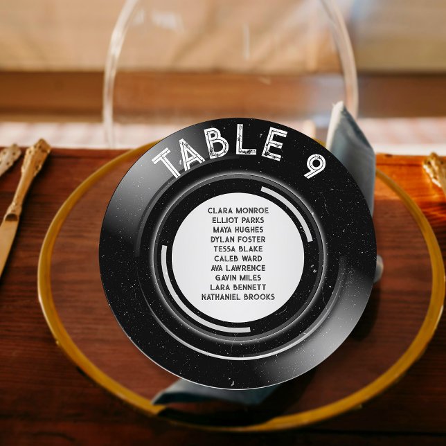 Retro Vinyl Groovy Music Wedding Seating Chart  Holiday Card (Creator Uploaded)