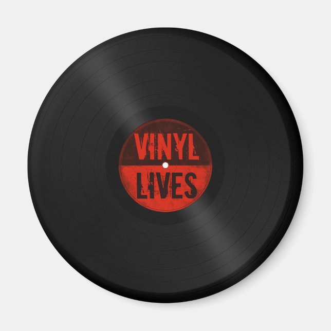 Retro Vinyl Lives Magnet (Front)