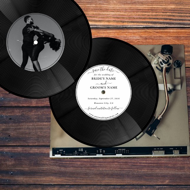 Retro Vinyl Music Record Wedding Save the Date Invitation (Retro Vinyl Music Record Wedding Save the Date Invitation)