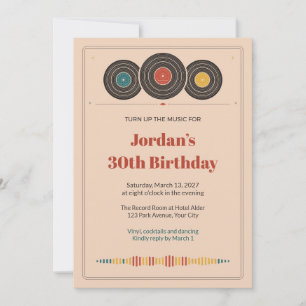 Retro Vinyl Record 30th Birthday Invitation