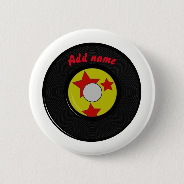 Retro Vinyl Record. 6 Cm Round Badge (Front)