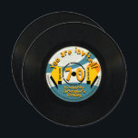 Retro Vinyl Record 70th Birthday Party Round Inv Invitation<br><div class="desc">Funny visual with a real 45 rpm vinyl record (image printed) for your 70th birthday party on recto-verso round shape invitation card. Amaze your friends and family with this 60's vintage record-like!</div>