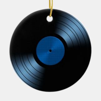 Retro Vinyl Record Album in Blue Ceramic Tree Decoration