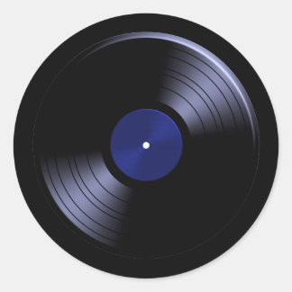 Retro Vinyl Record Album in Blue Classic Round Sticker