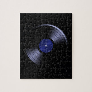 Retro Vinyl Record Album in Blue Jigsaw Puzzle