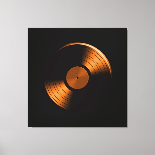 Retro Vinyl Record Album in Orange Canvas Print (Front)