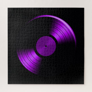 Retro Vinyl Record Album in Purple Jigsaw Puzzle