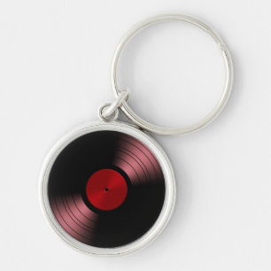 Retro Vinyl Record Album in Red Key Ring