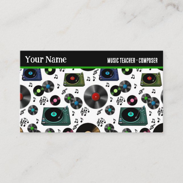 Retro Vinyl Record Albums Music Professional Business Card (Front)