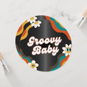 Retro vinyl record baby shower invitation