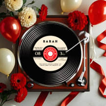 Retro Vinyl Record Birthday Invitation