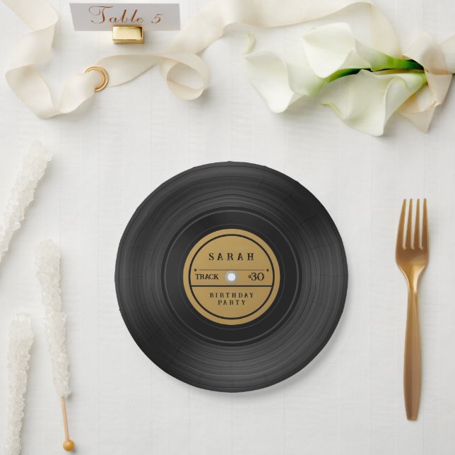 Retro Vinyl Record Birthday  Paper Plate (Wedding)