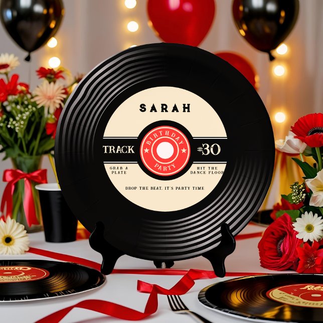 Retro Vinyl Record Birthday Paper Plate  (Creator Uploaded)