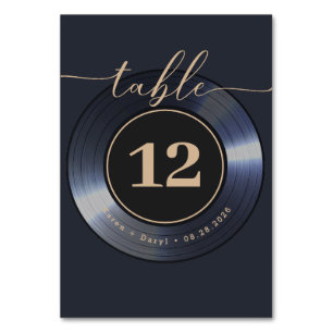 Retro Vinyl Record Black Wedding  Table Number