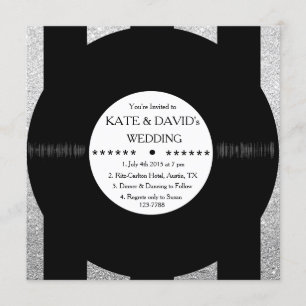 Retro Vinyl Record Chic Silver Wedding Invites