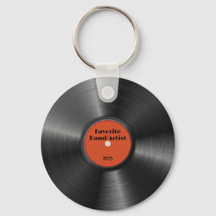 Retro Vinyl Record Custom Favorite Band Artist Key Ring