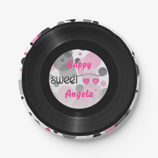 Retro Vinyl Record | Custom Sweet 16 Paper Plates