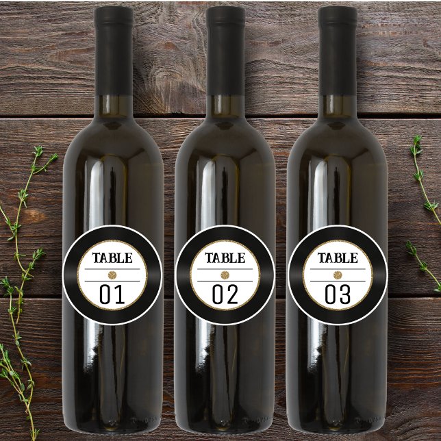 Retro Vinyl Record Gold Glitter Table Number 4x4 (Retro Vinyl Record Gold Glitter Table Number 4x4 Sticker
)