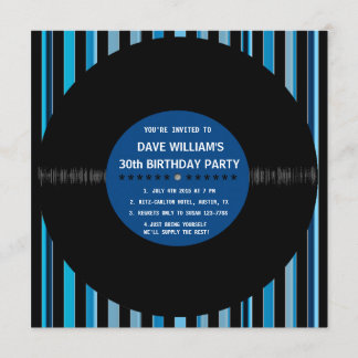 Retro Vinyl Record l Modern Birthday Party Invites