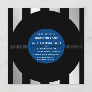Retro Vinyl Record l Modern Birthday Party Invites