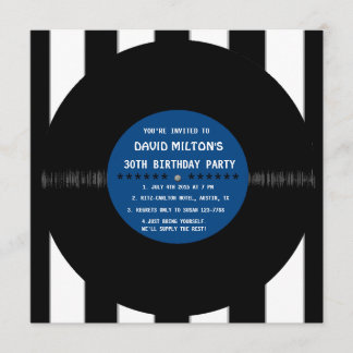 Retro Vinyl Record l Modern Birthday Party Invites