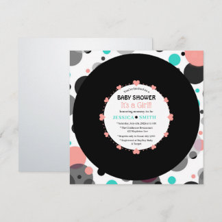 Retro Vinyl Record l Modern Chic Girl Baby Shower Invitation