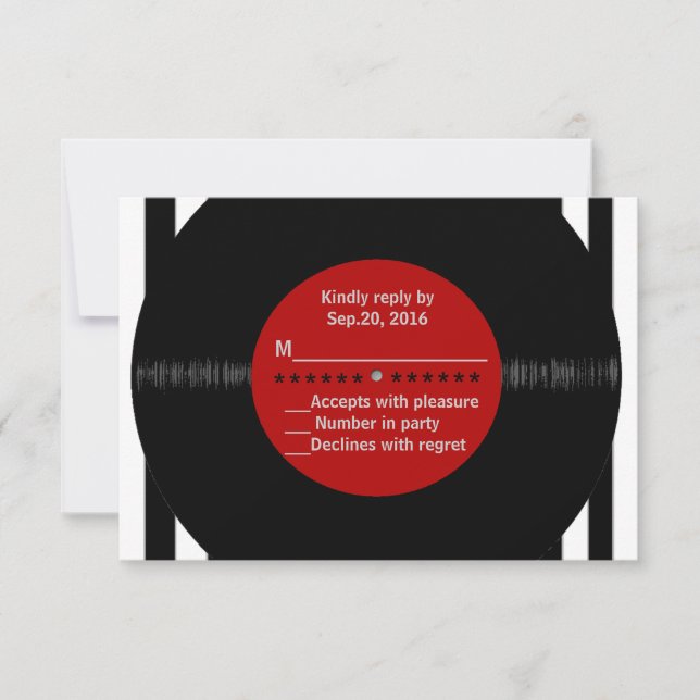 Retro Vinyl Record l Modern RSVP Card (Front)