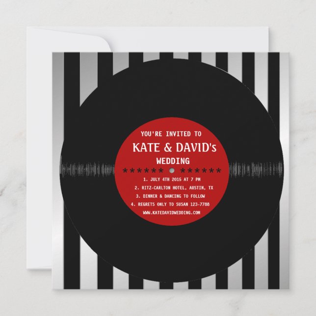 Retro Vinyl Record l Modern Wedding Invitation (Front)