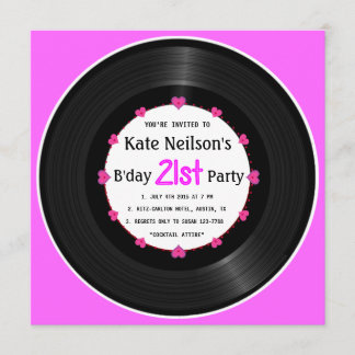 Retro Vinyl Record | Modern Chic 21st Birthday Invitation