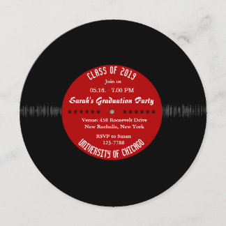 Retro Vinyl Record | Modern Chic Graduation Invite